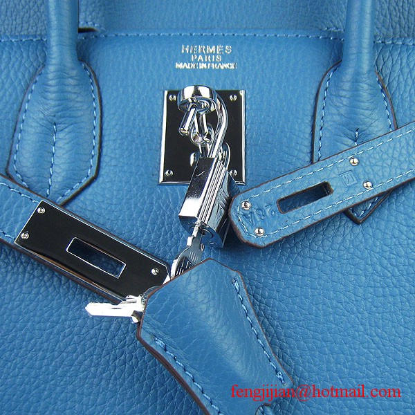 Hermes Birkin 30cm Togo Leather Bag Blue 6088